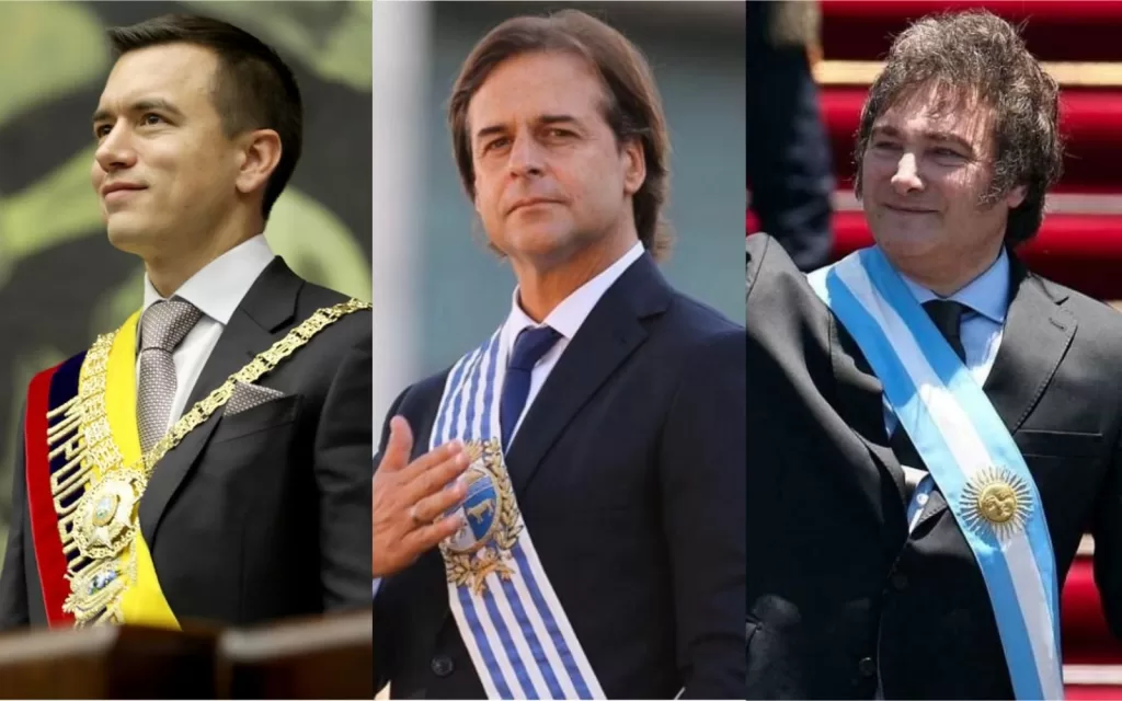 Noboa, Lacalle Pou y Milei