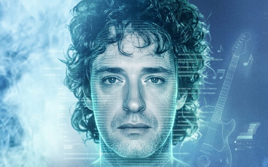 La proyección 4D de Gustavo Cerati durante el cierre del espectáculo "Ecos" en el Movistar Arena.